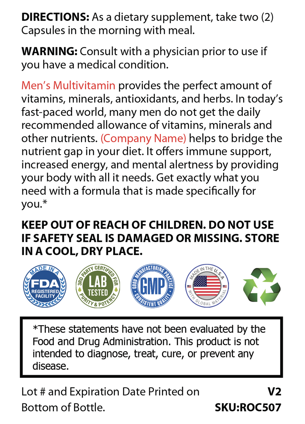 Multi Vitamin For Men