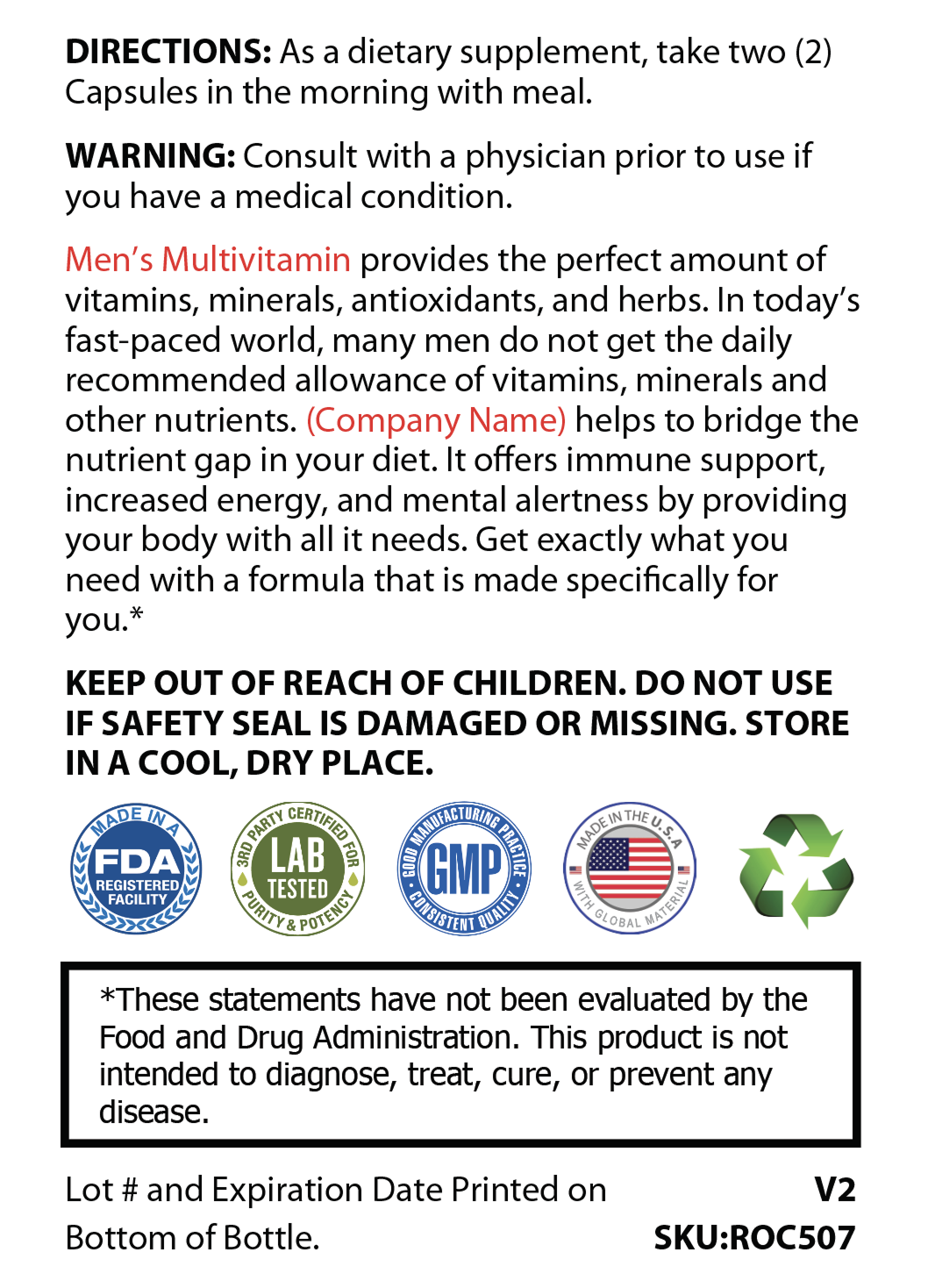 Multi Vitamin For Men